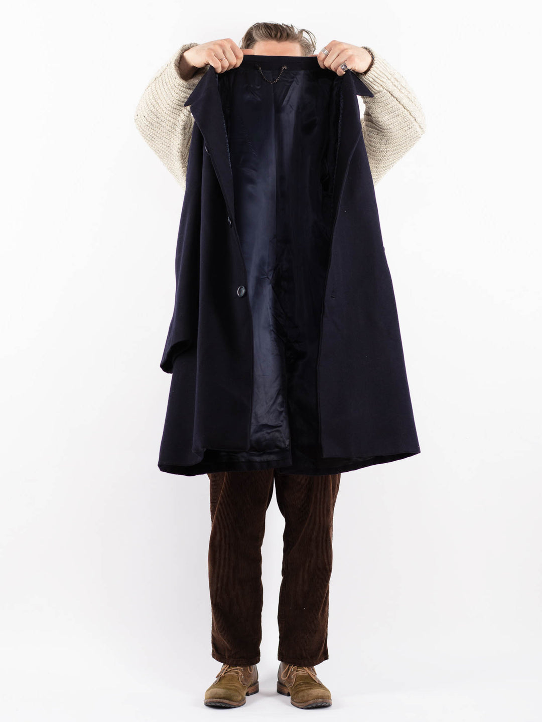 Vintage 70's Men Wool Coat in BlueZ1606