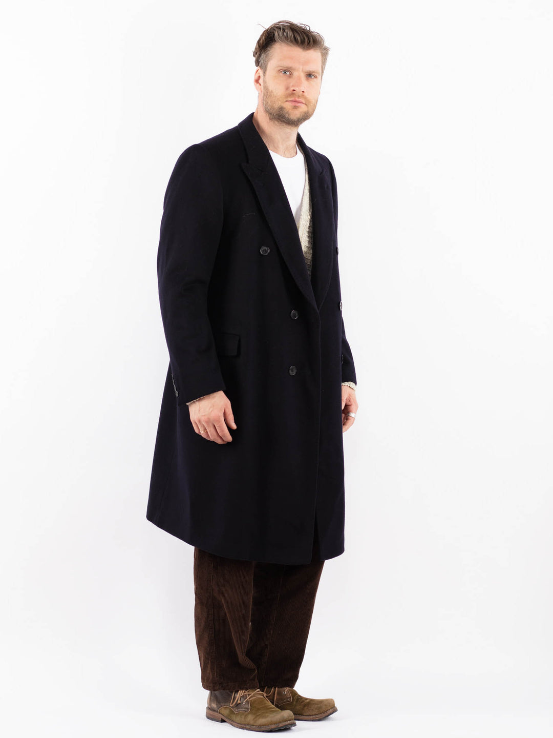 Vintage 70's Men Wool Coat in BlueZ1593