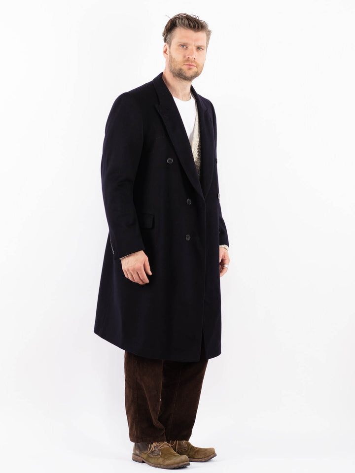 Vintage 70's Men Wool Coat in BlueZ1593