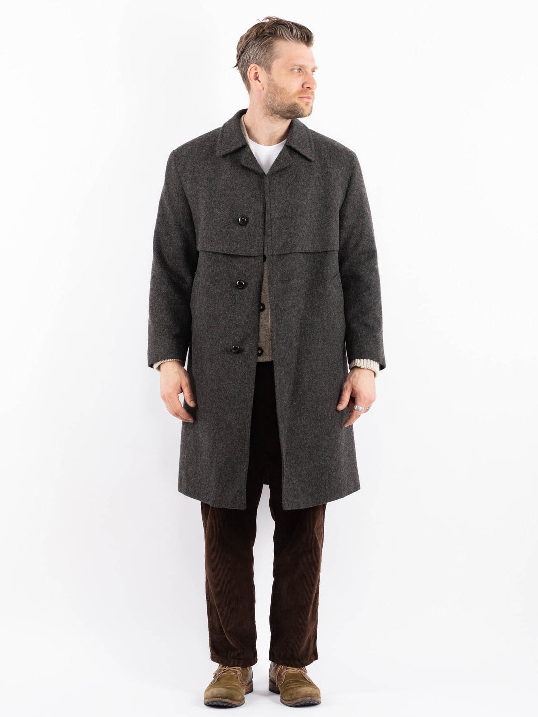 Vintage 70's Men Wool Coat in GrayZ1596
