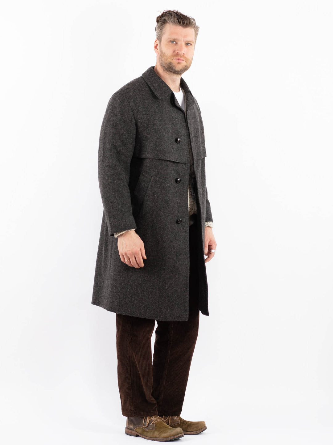 Vintage 70's Men Wool Coat in GrayZ1596