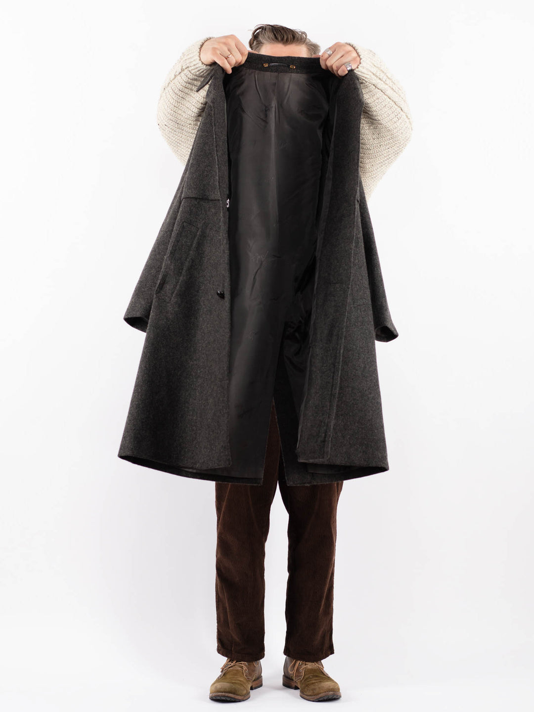 Vintage 70's Men Wool Coat in GrayZ1596