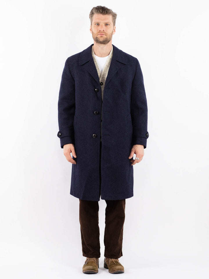 Vintage 70's Men Wool Coat in BlueZ1616