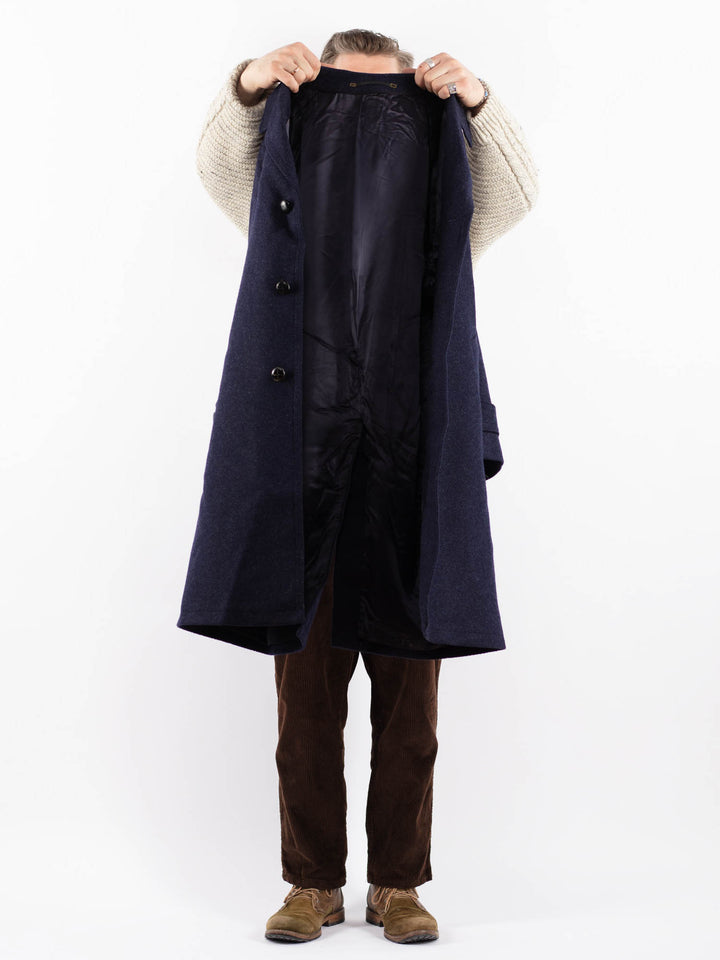 Vintage 70's Men Wool Coat in BlueZ1616