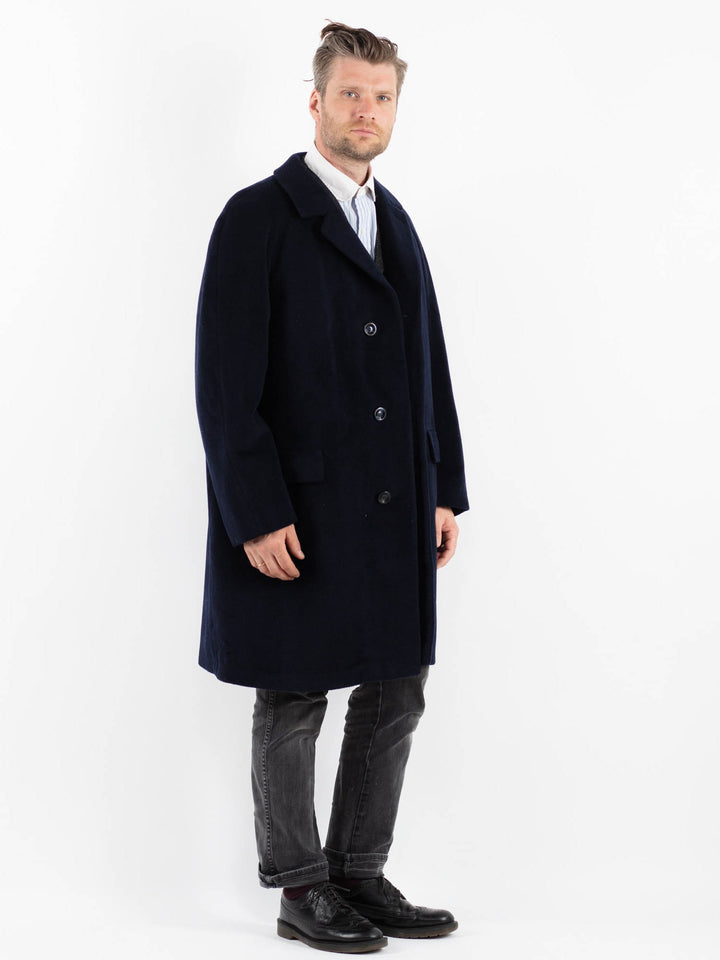 Vintage 70's Men Wool Coat in BlueZ1735