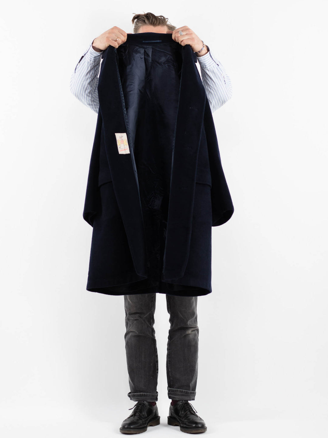 Vintage 70's Men Wool Coat in BlueZ1735