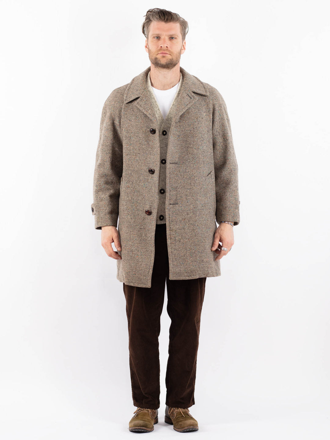 Vintage 70's Men Wool Coat in BeigeZ1633