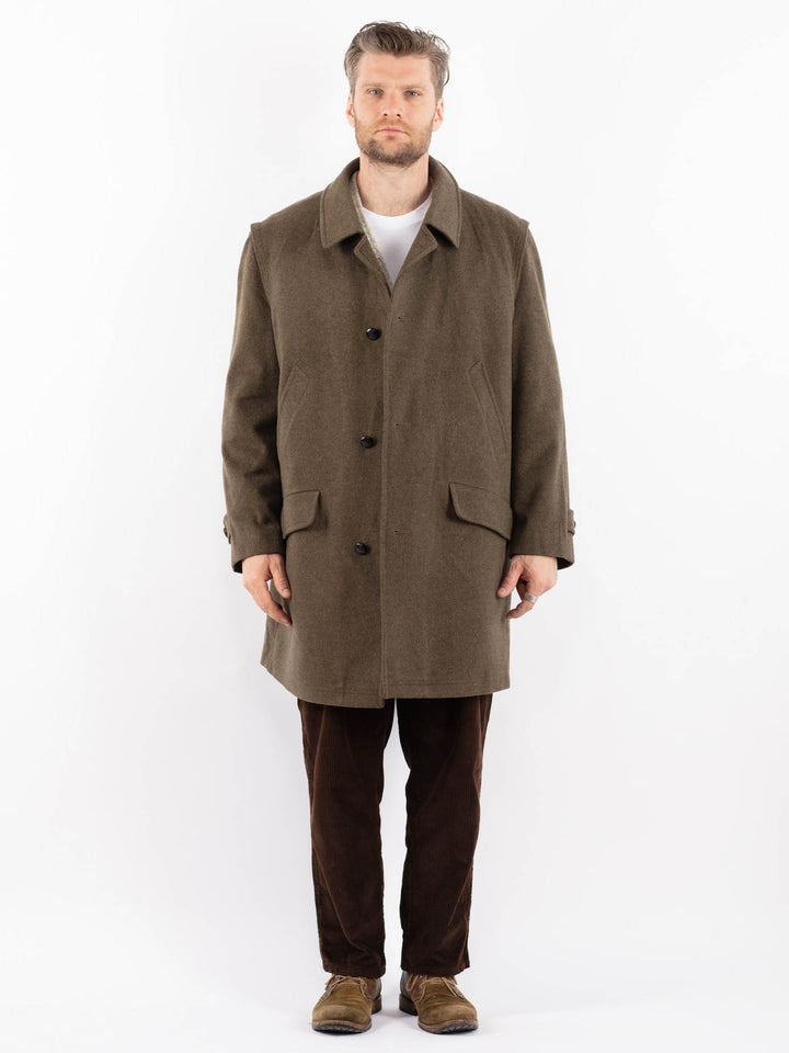 Vintage 70's Men Wool Coat in GreenZ1635