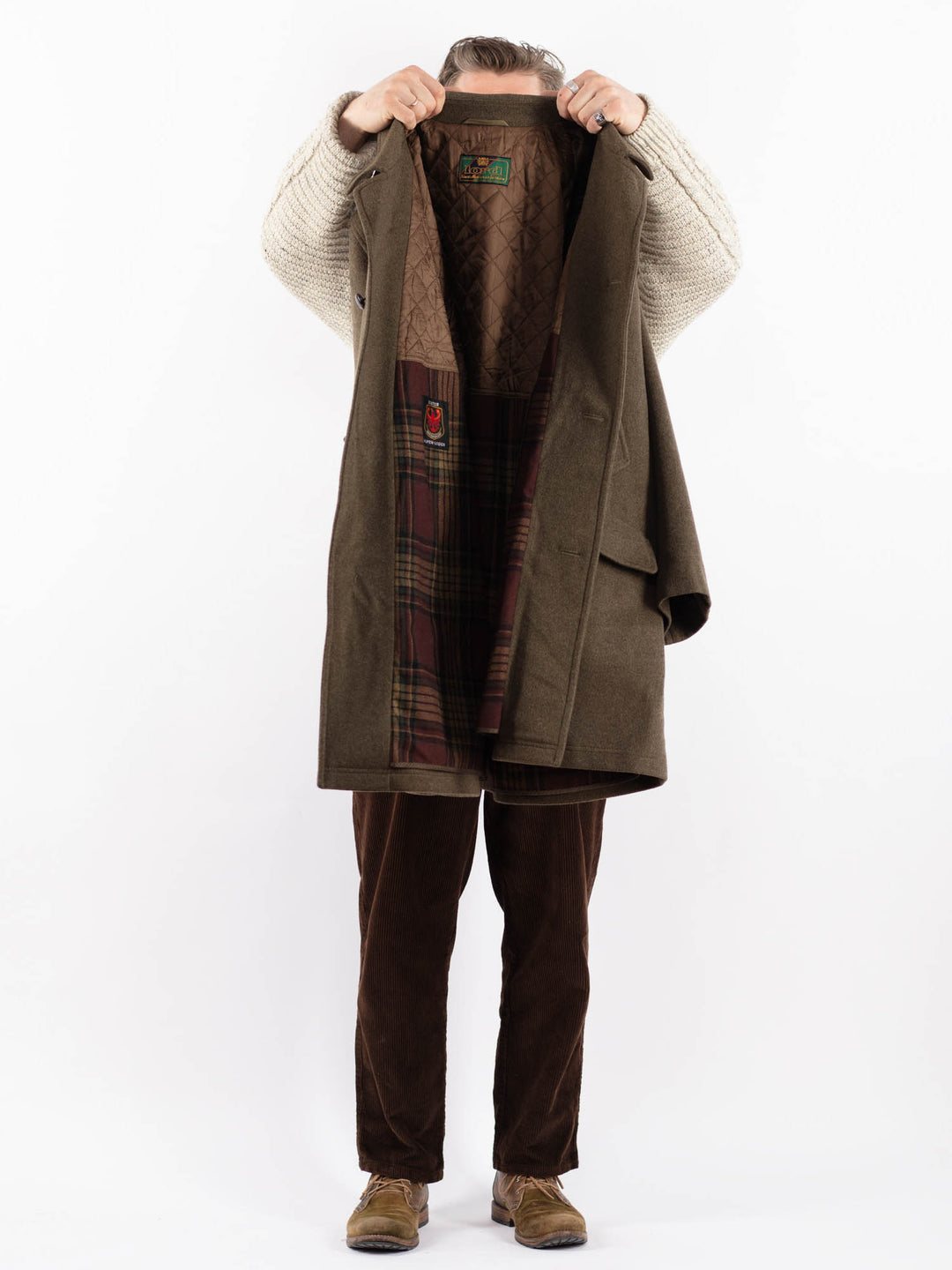 Vintage 70's Men Wool Coat in GreenZ1635