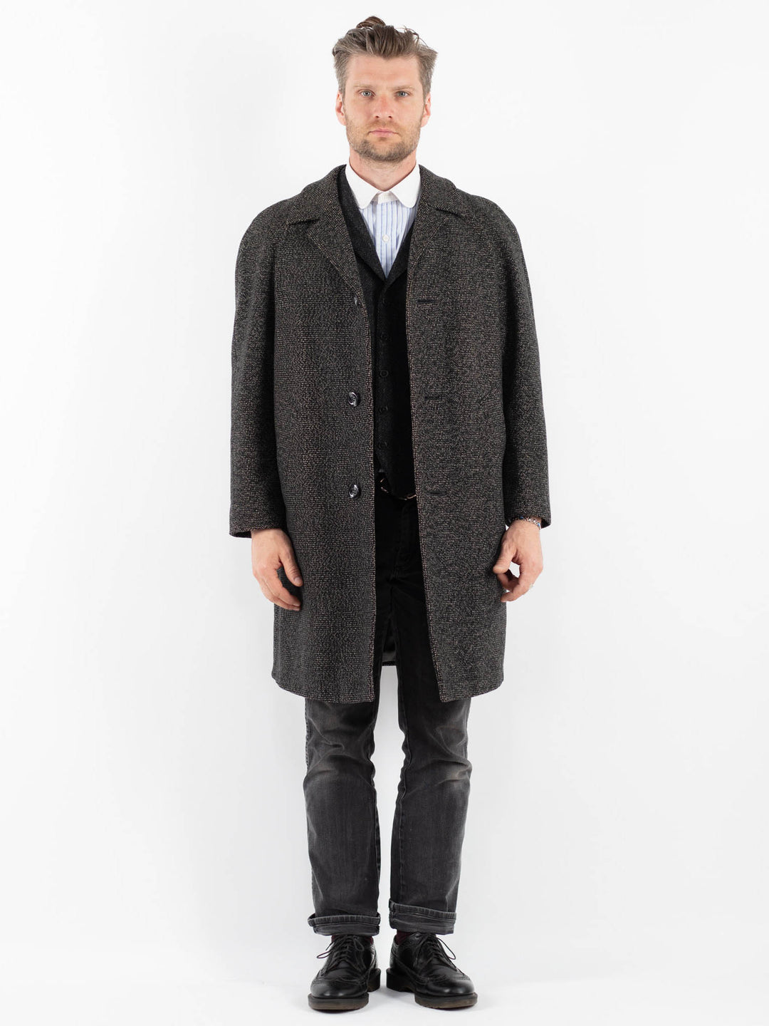 Vintage 70's Men Wool Coat in GrayZ1750