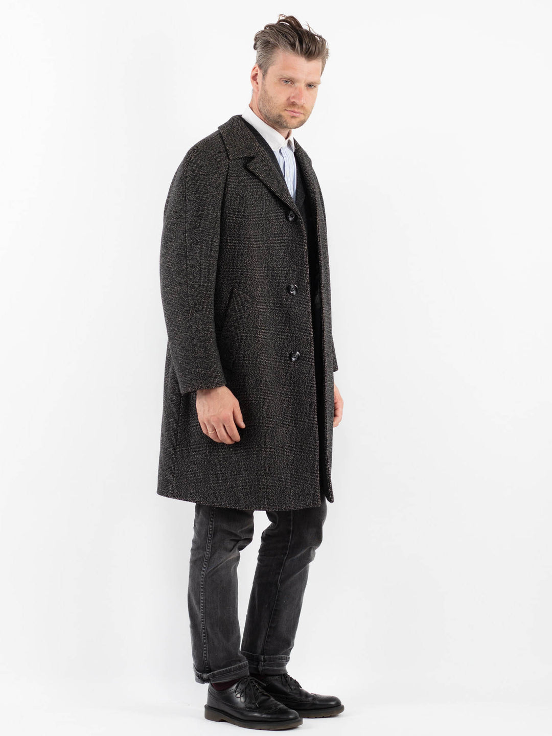 Vintage 70's Men Wool Coat in GrayZ1750