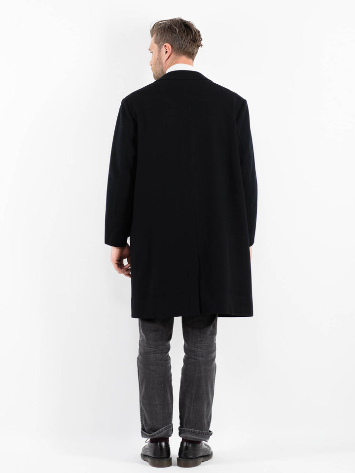 Vintage 70's Men Wool Coat in BlackZ1758