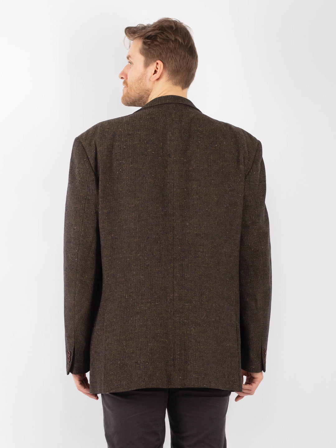 Vintage 70. gadu vīriešu vilnas žakete pelēkā krāsā