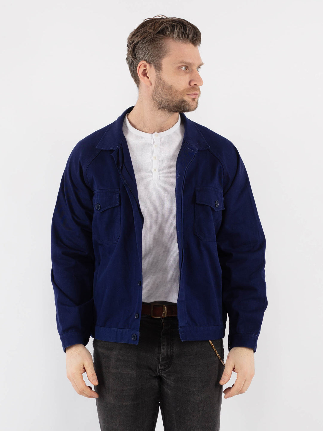 Vintage 70's Men Work Jacket in Blue
