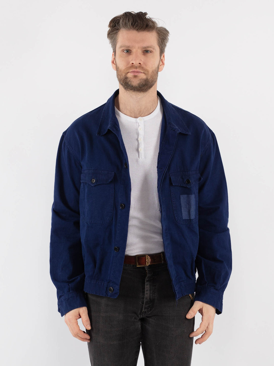 Vintage 70's Men Work Jacket in Blue