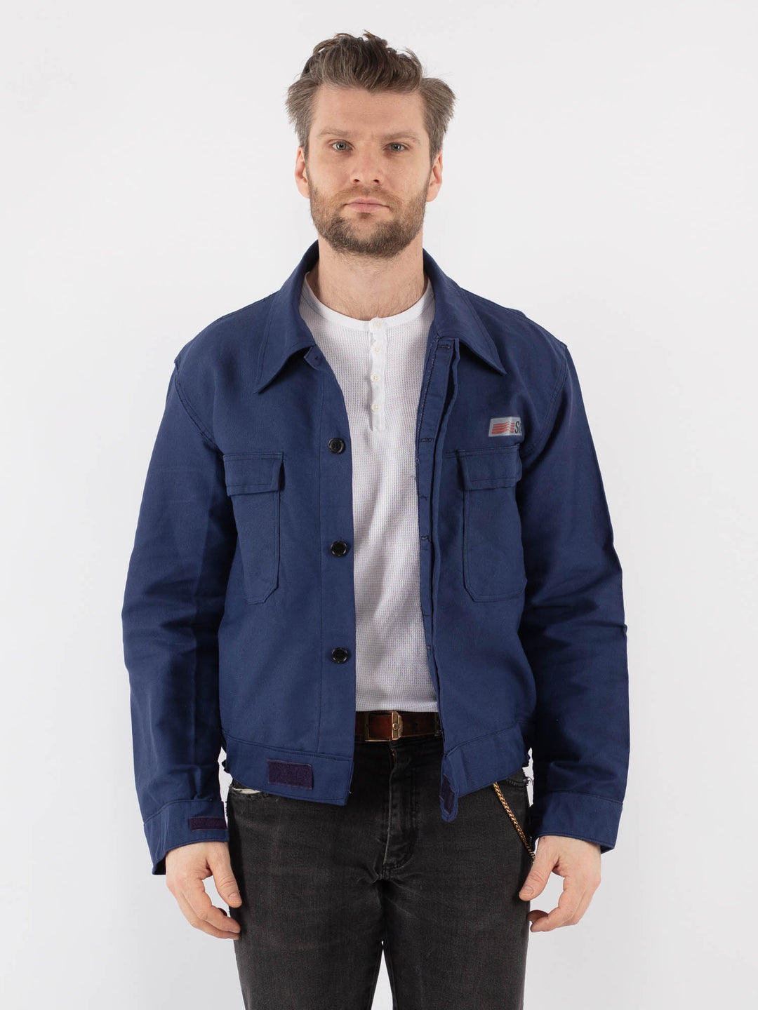 Vintage 70's Men Work Jacket in Blue
