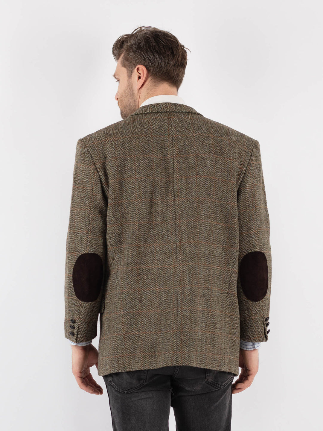 Vintage 80's Men Harris Tweed Jacket in Olive Green - NorthernGrip