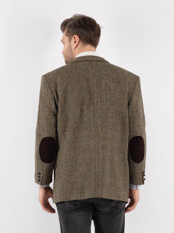 Vintage 80's Men Harris Tweed Jacket in Olive Green - NorthernGrip