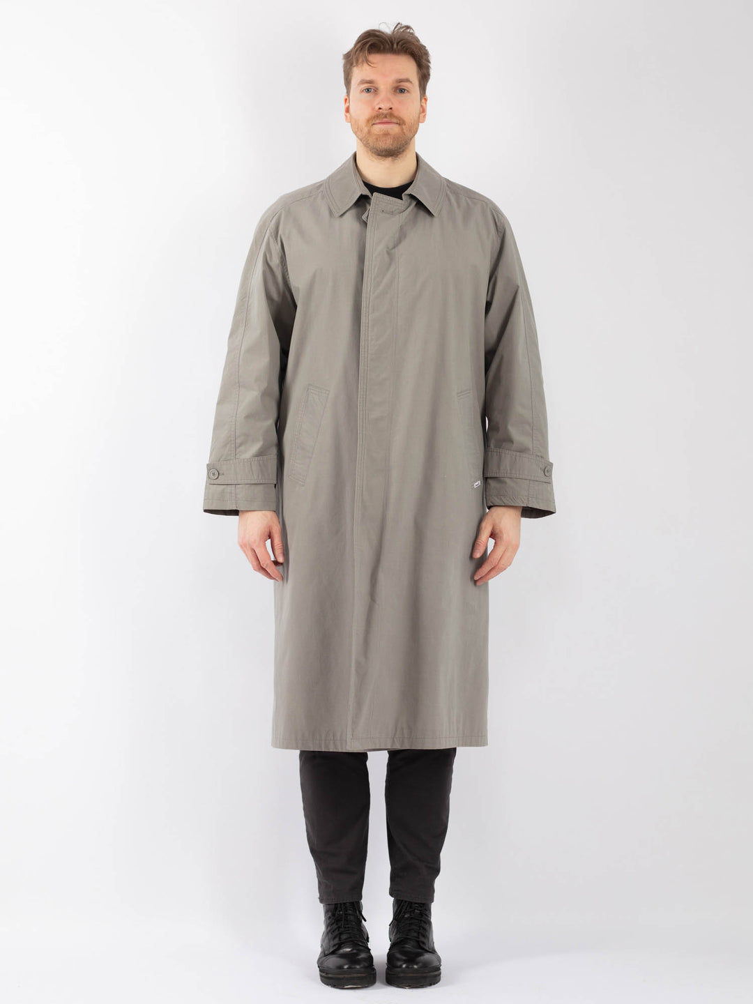 Vintage 80's Men Mac Coat in GrayZ1246