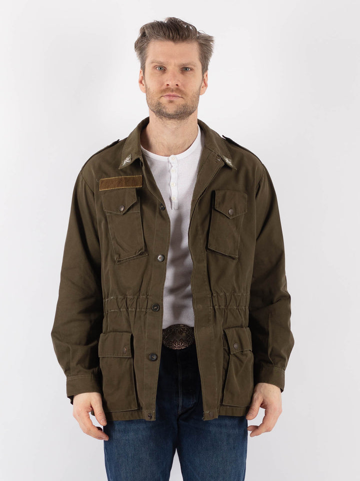 Vintage 80. gadu vīriešu itāļu militārā jaka zaļā krāsā