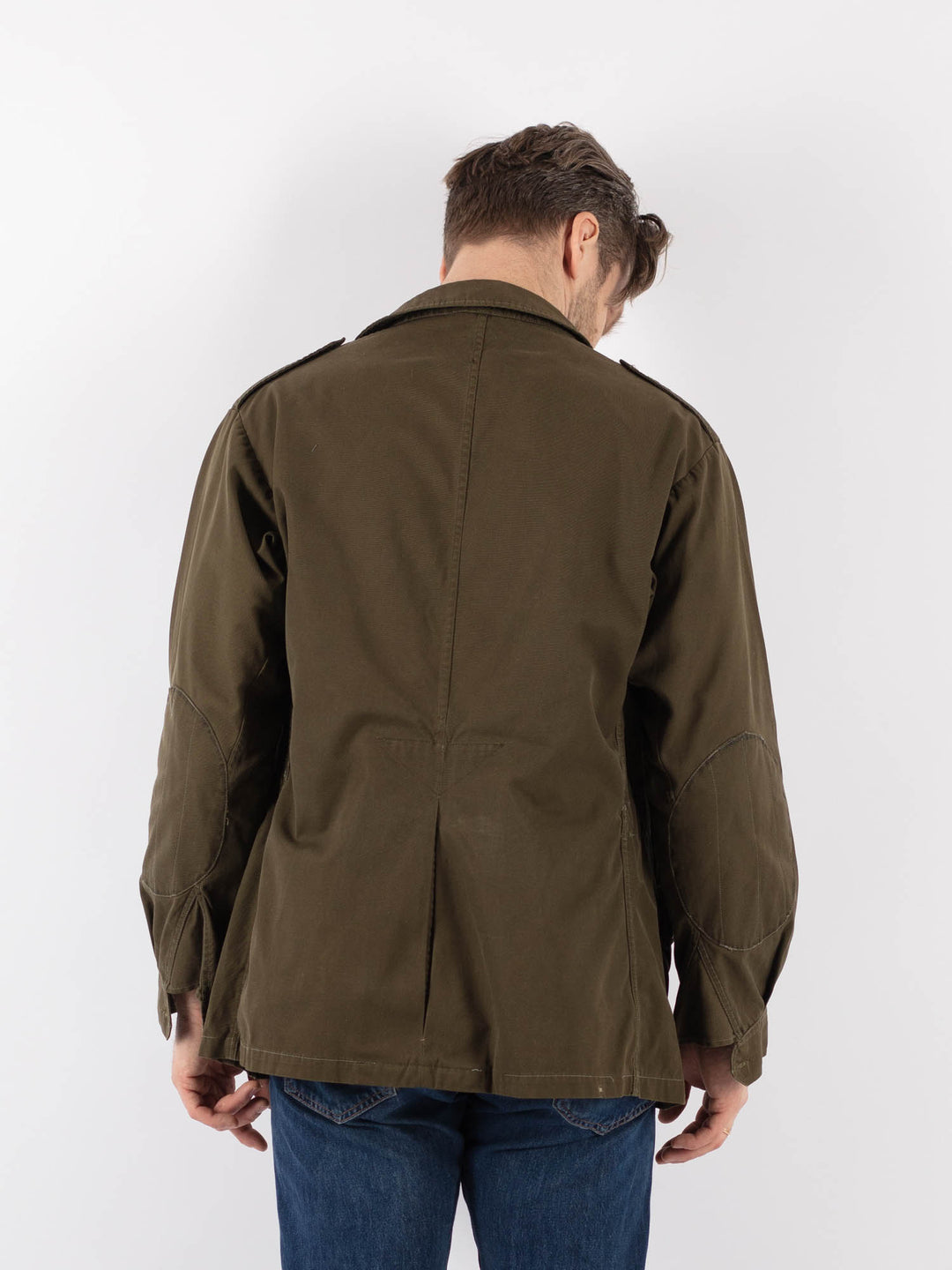 Vintage 80. gadu vīriešu itāļu militārā jaka zaļā krāsā