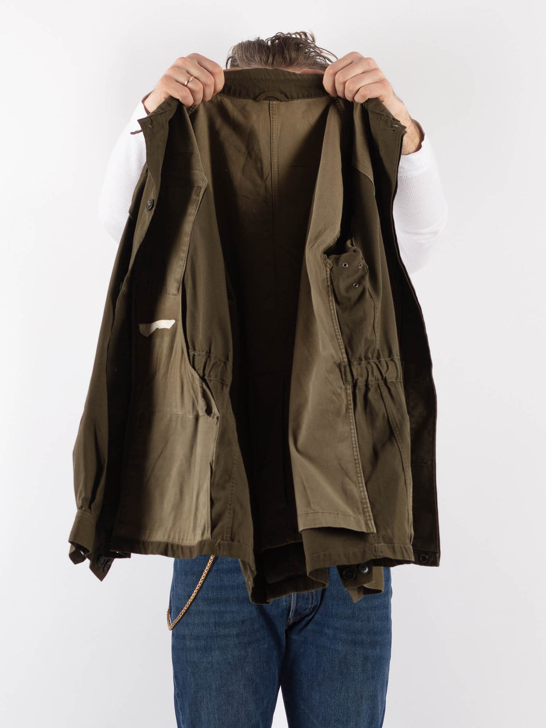 Vintage 80. gadu vīriešu itāļu militārā jaka zaļā krāsā