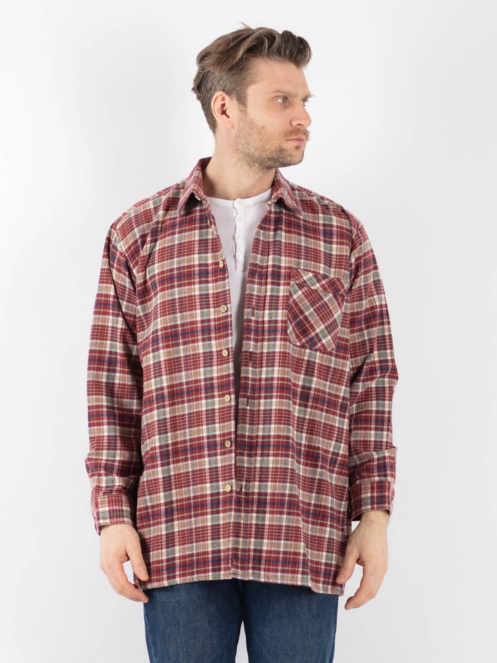 Vintage 80. gadu vīriešu rūtains flaneļa krekls