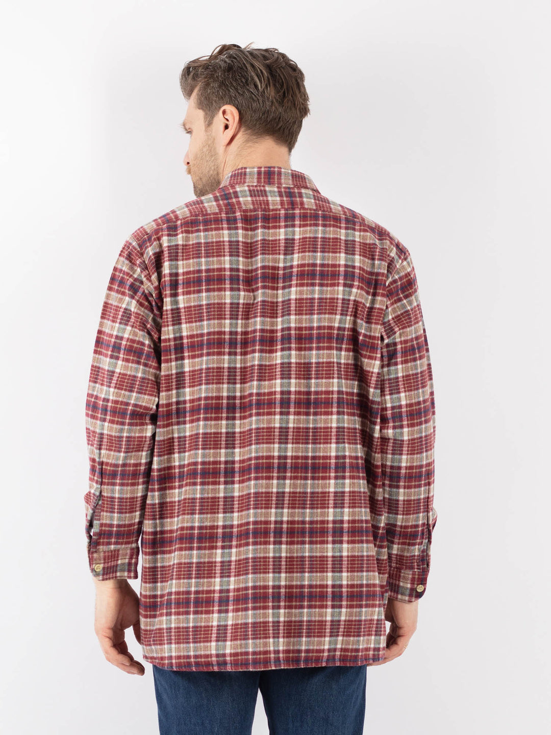 Vintage 80's Men Plaid Flannel Shirt in MultiZ1156