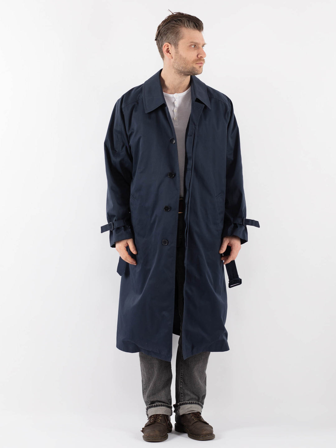 Vintage 80's Men Trench Coat in BlueZ1093