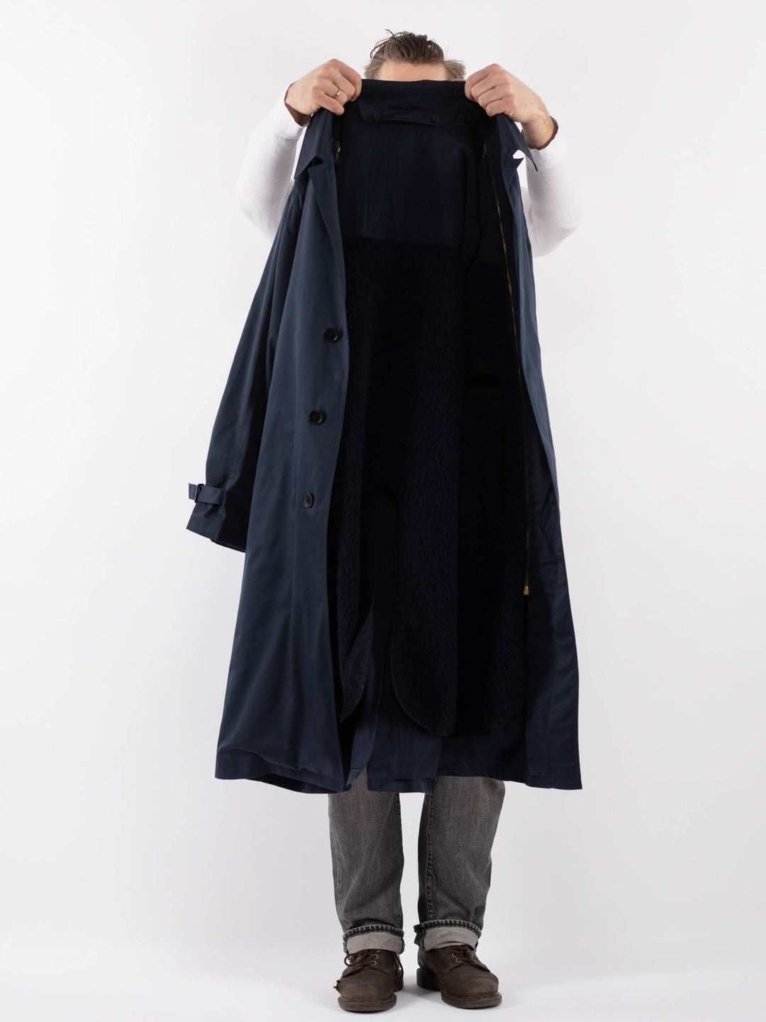 Vintage 80's Men Trench Coat in BlueZ1093