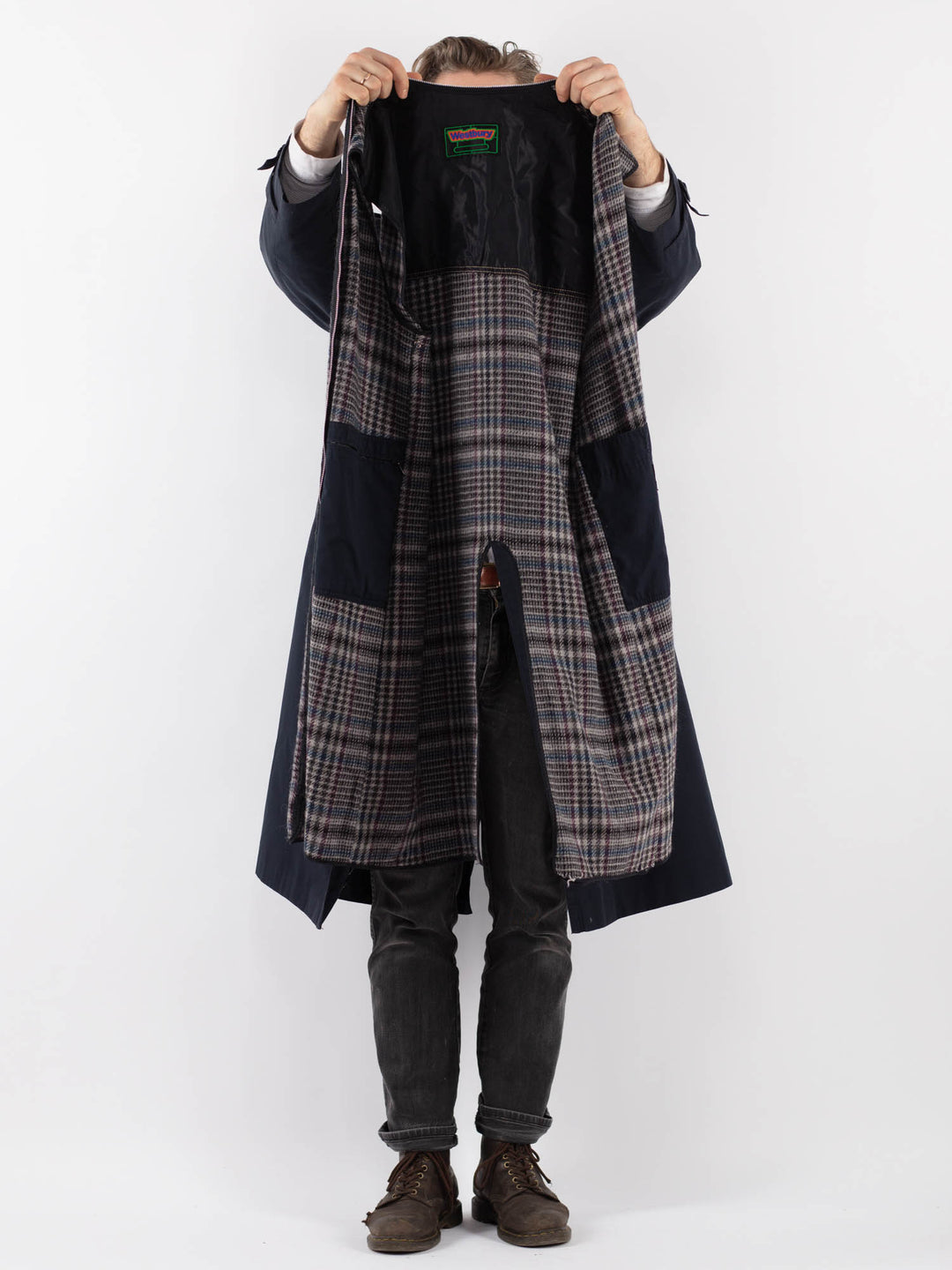 Vintage 80's Men Trench Coat in BlueZ934