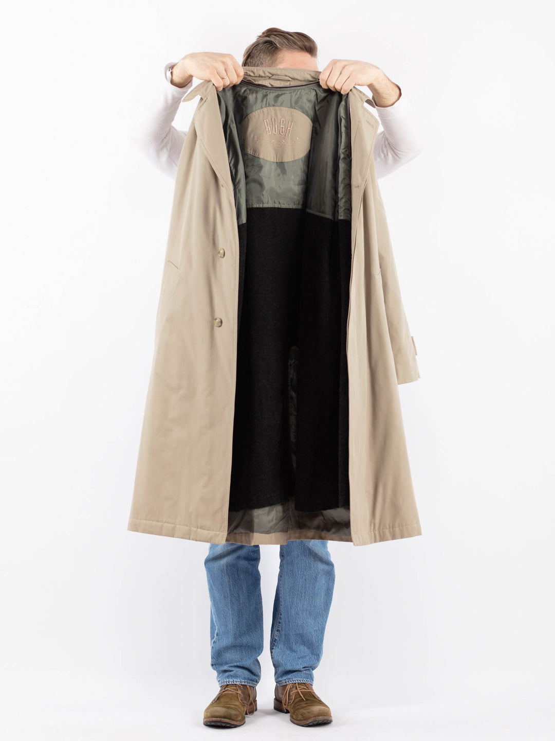 Vintage 80's Men Trench Coat in BeigeZ1474