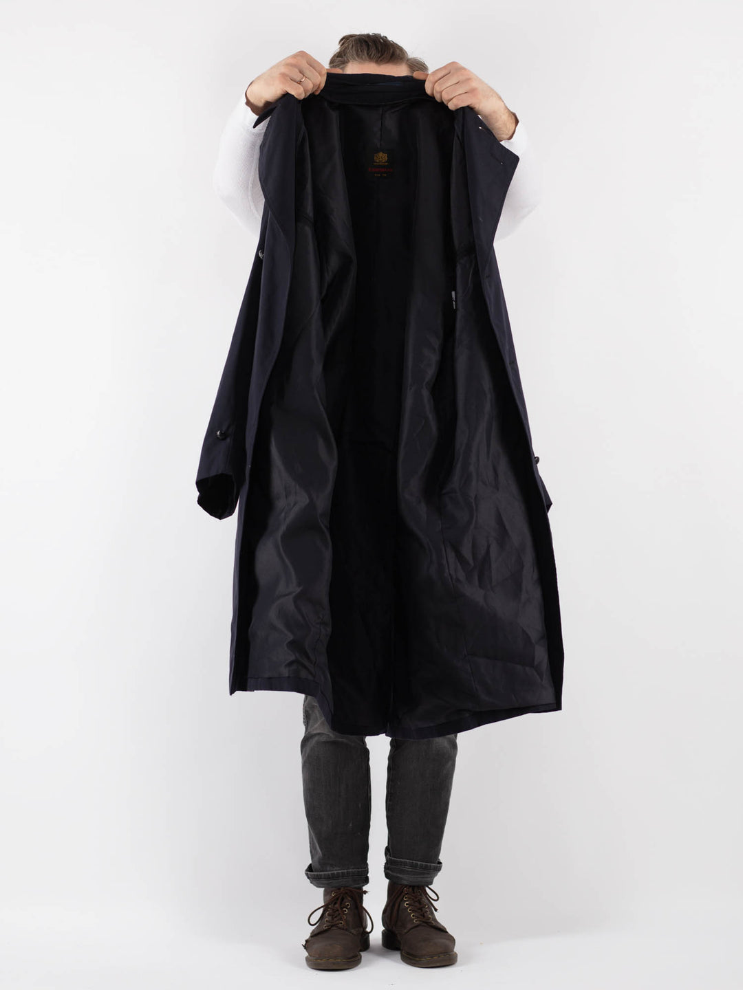 Vintage 80's Men Trench Coat in Blue