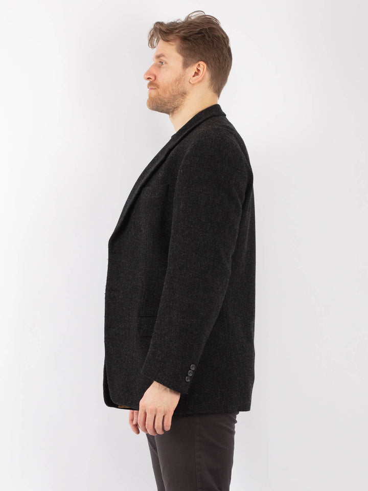 Vintage 80's Men Wool Blazer Jacket in GrayZ1267