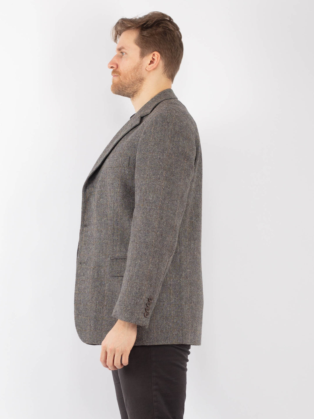 Vintage 80's Men Wool Blazer Jacket in GrayZ1291