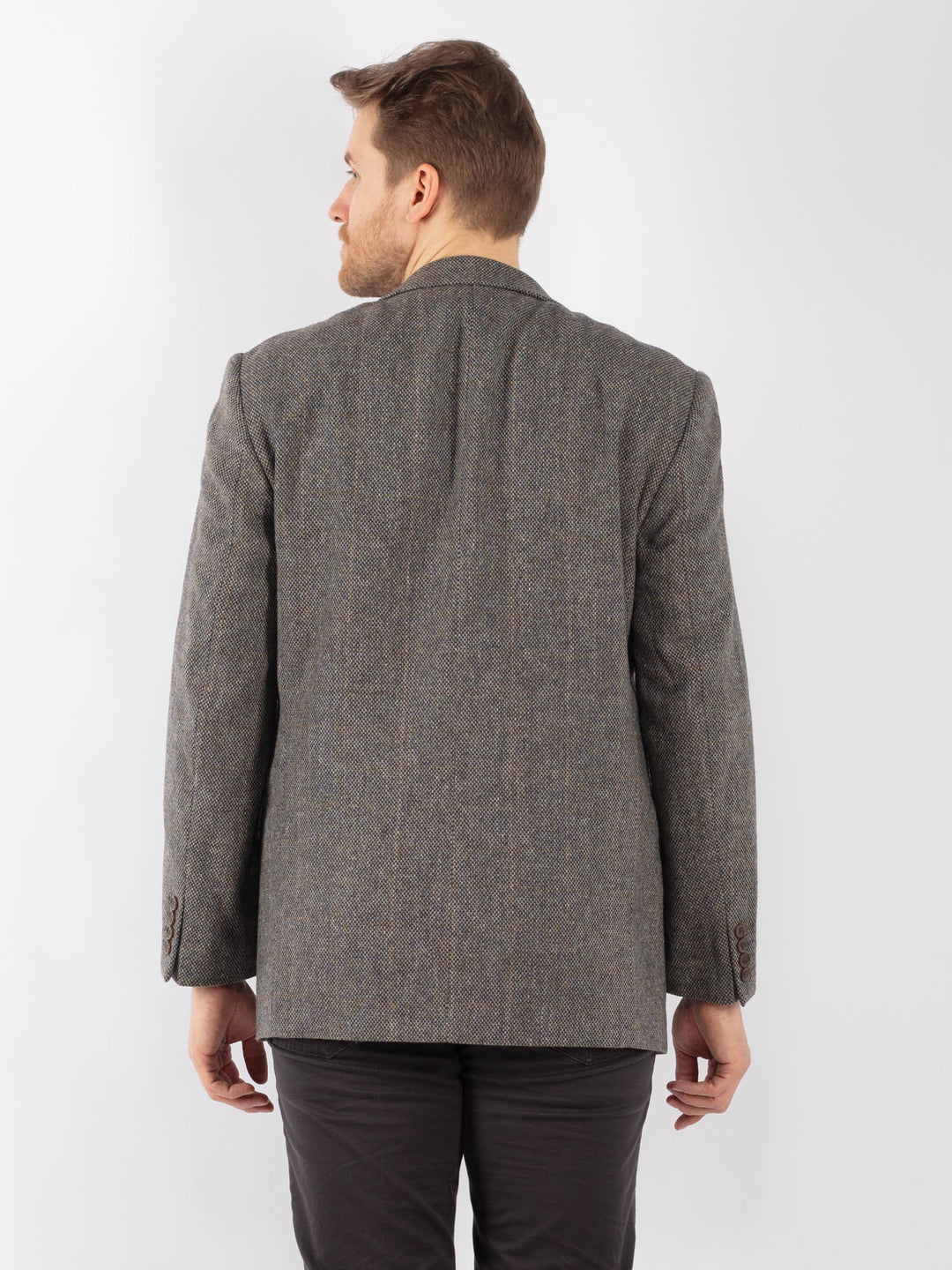 Vintage 80's Men Wool Blazer Jacket in GrayZ1291