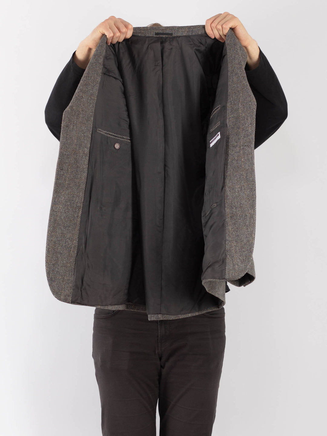 Vintage 80's Men Wool Blazer Jacket in GrayZ1291