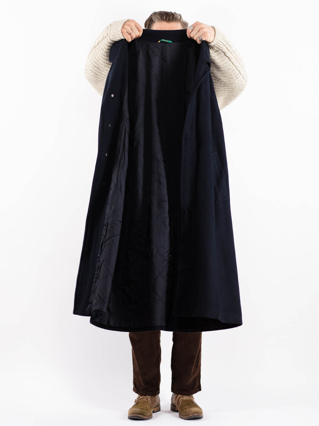 Vintage 80's Men Wool Blend Coat in BlueZ1601