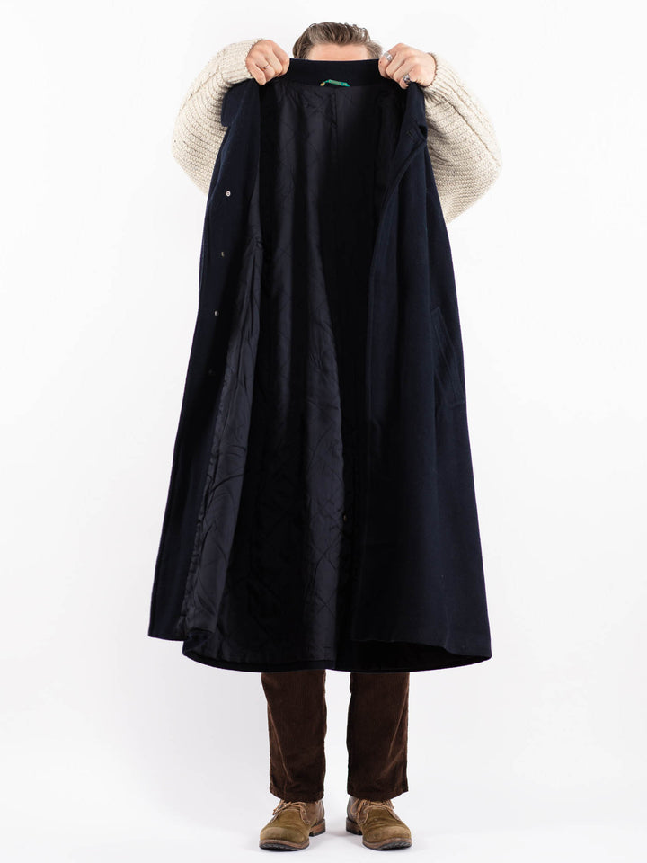 Vintage 80's Men Wool Blend Coat in BlueZ1601