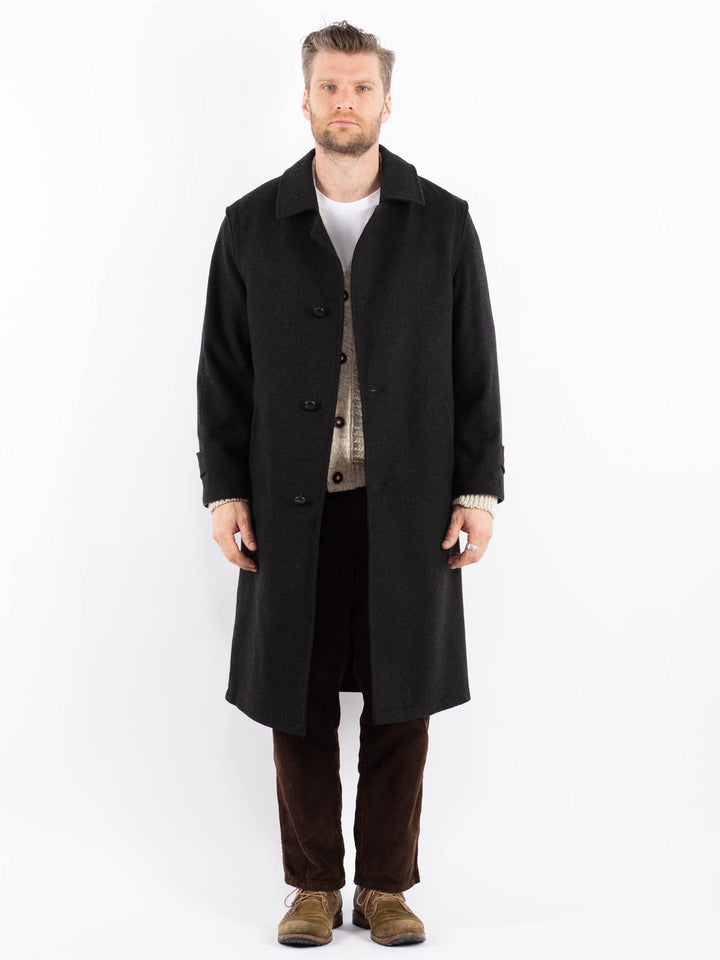 Vintage 80's Men Wool Coat in GrayZ1587