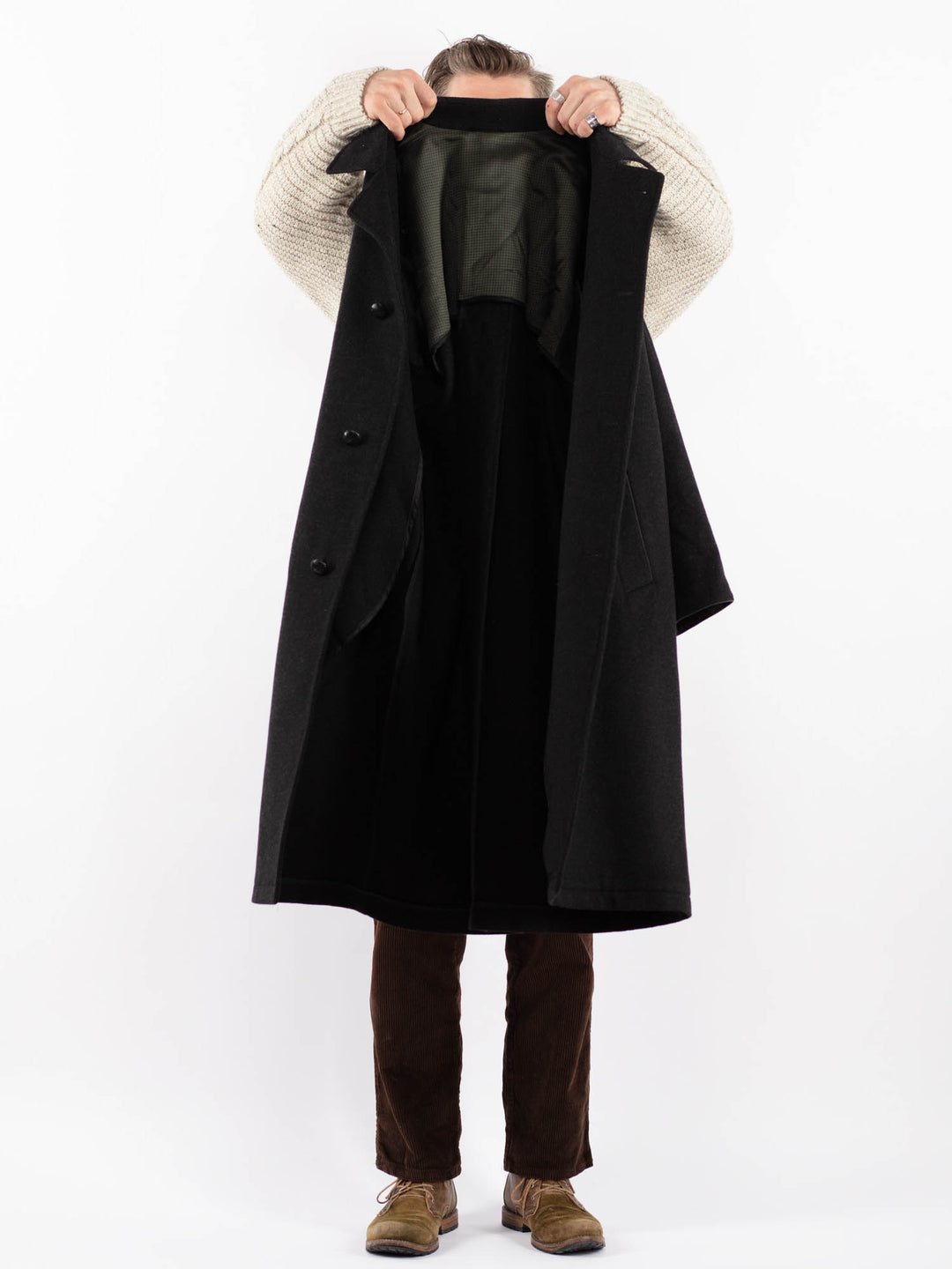 Vintage 80's Men Wool Coat in GrayZ1587