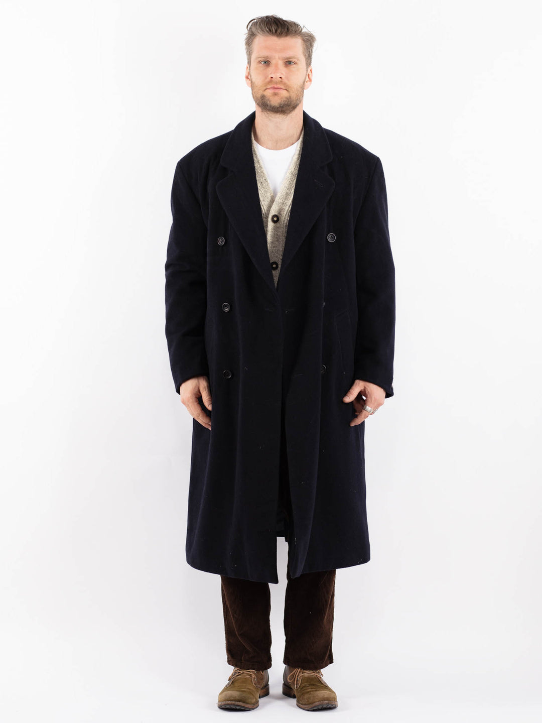 Vintage 80's Men Wool Blend Coat in BlueZ1607