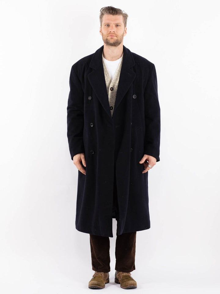Vintage 80's Men Wool Blend Coat in BlueZ1607