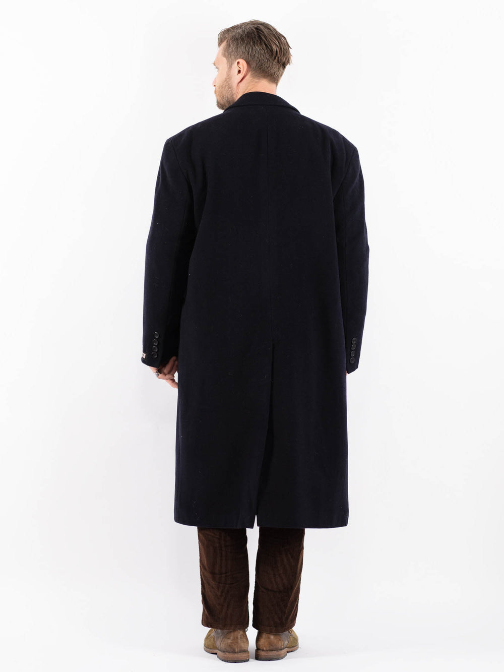 Vintage 80's Men Wool Blend Coat in BlueZ1607