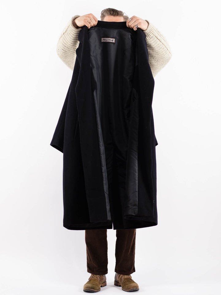 Vintage 80's Men Wool Blend Coat in BlueZ1607