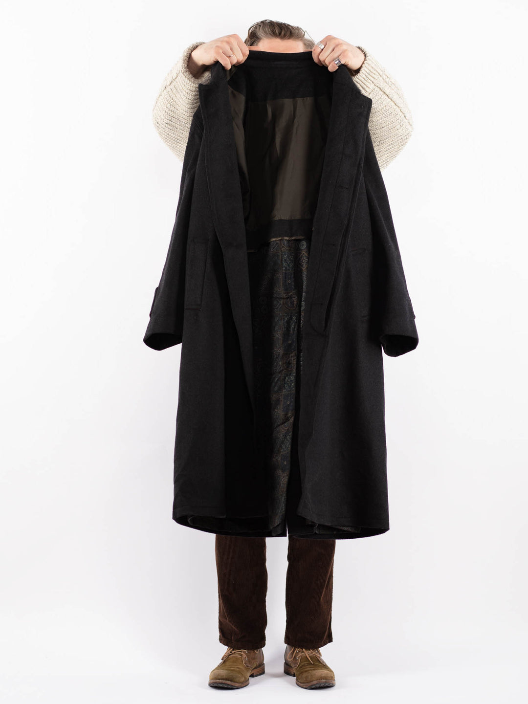 Vintage 80's Men Wool Blend Coat in GrayZ1610