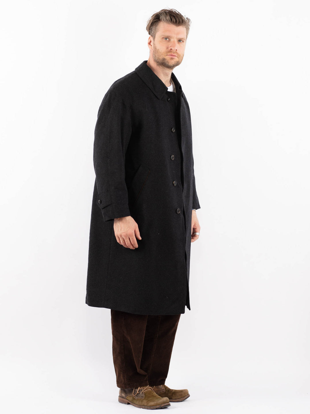 Vintage 80's Men Wool Coat in GrayZ1634