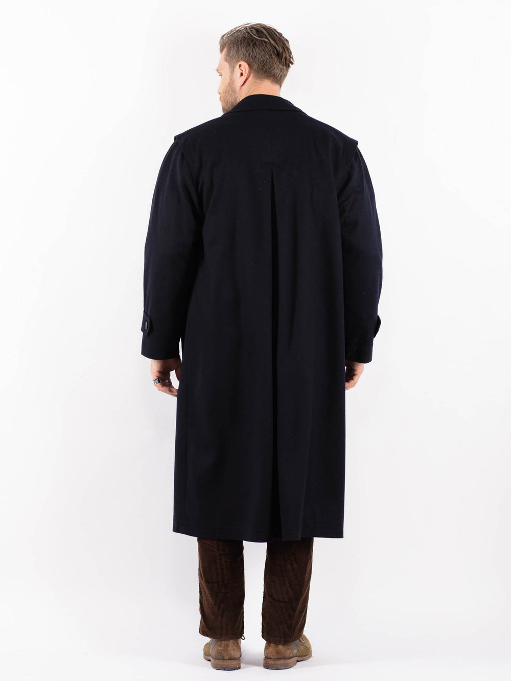 Vintage 80's Men Wool Blend Coat in BlueZ1636