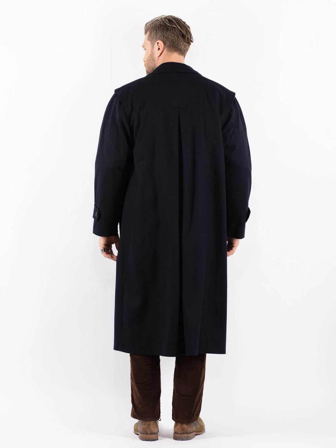 Vintage 80's Men Wool Blend Coat in BlueZ1636