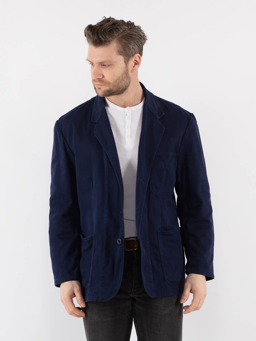 Vintage 80's Men Work Jacket in Blue